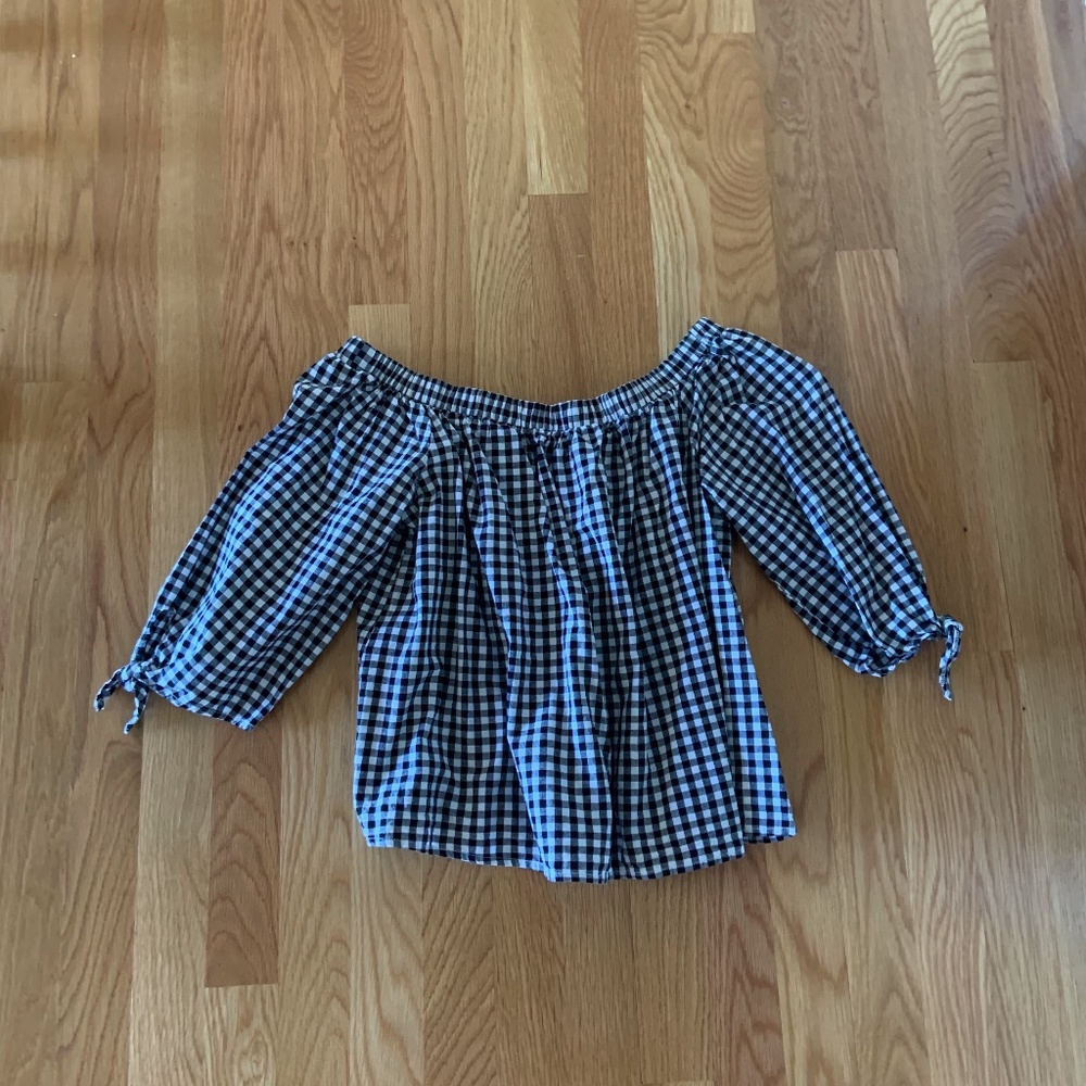 Plaid Off The Shoulder Top